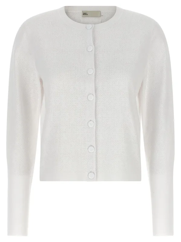 Pointelle Viscose Cardigan Sweaters And Cardigans White made by Tory Burch