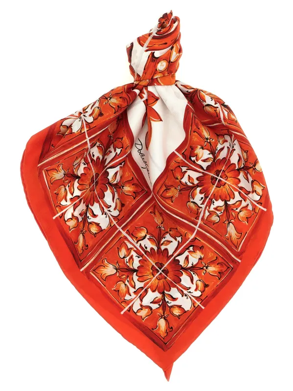 Maiolica Scarves And Foulards Orange made by Dolce & Gabanna