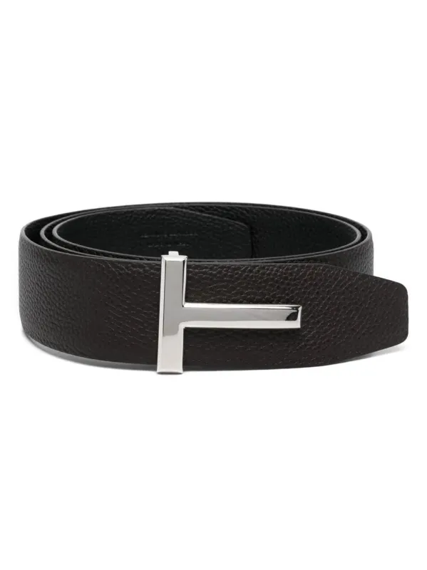 Grained Leather T Icon Reversible Belt made by Tom Ford