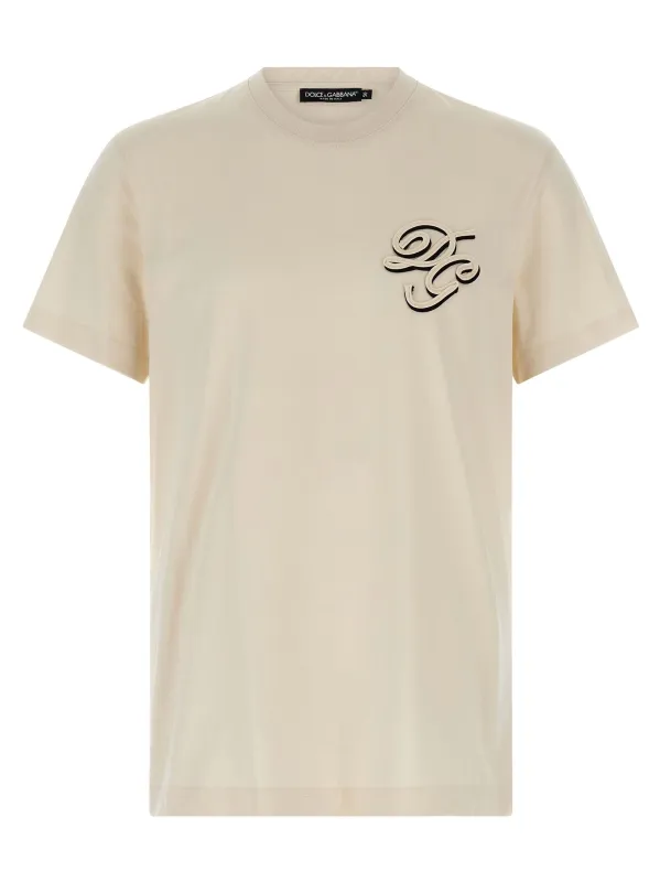 Double Embroidery T-Shirt Beige made by Dolce & Gabanna