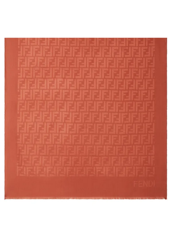 Ff Silk Stole In Rust Color made by Fendi