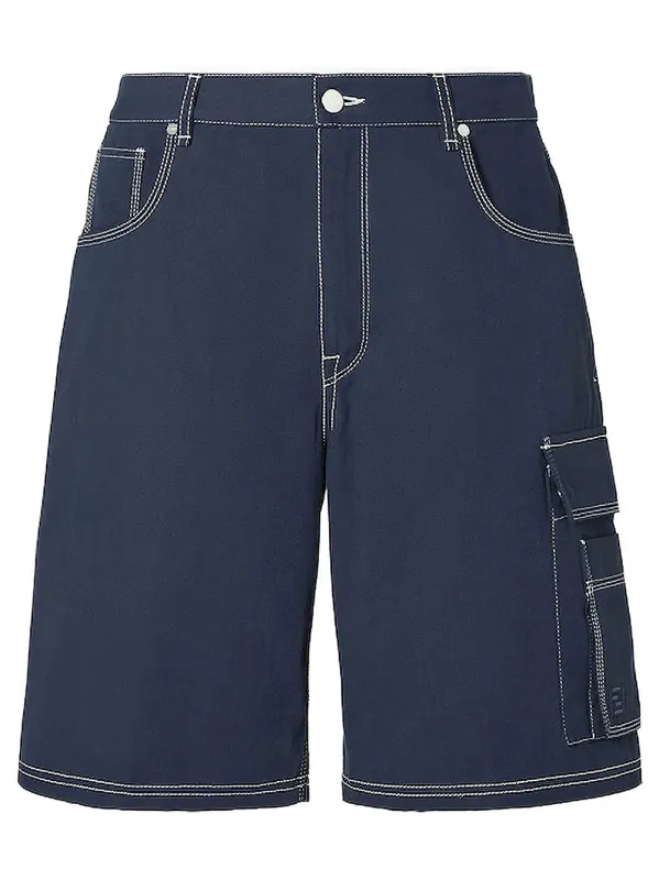 Navy Blue Canvas Short Pants made by Fendi