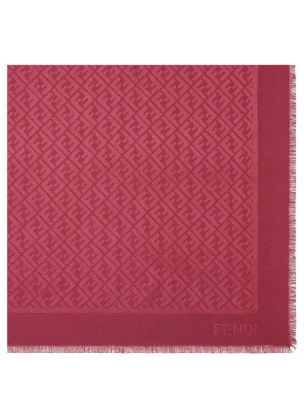 Red Silk And Wool Shawl made by Fendi