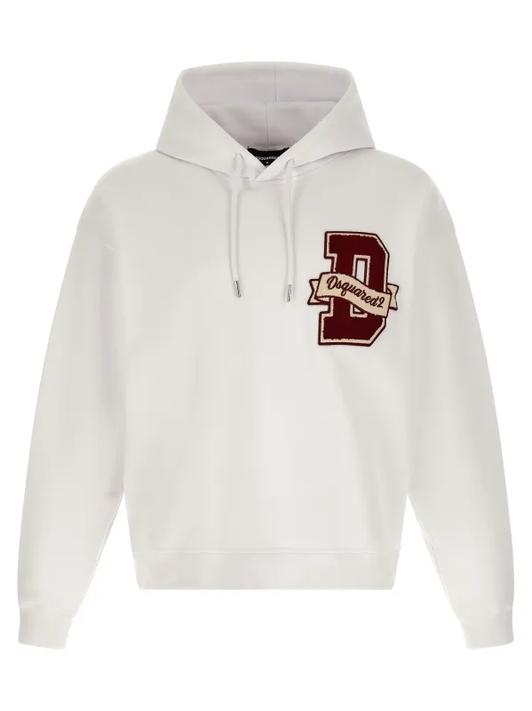 Logo Patch Hoodie Sweatshirt White made by DSQUARED2