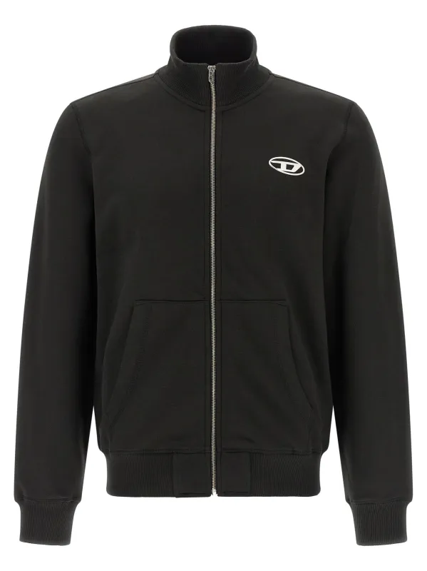 S-Ginn-Zip-Iod Sweatshirt Black made by Diesel