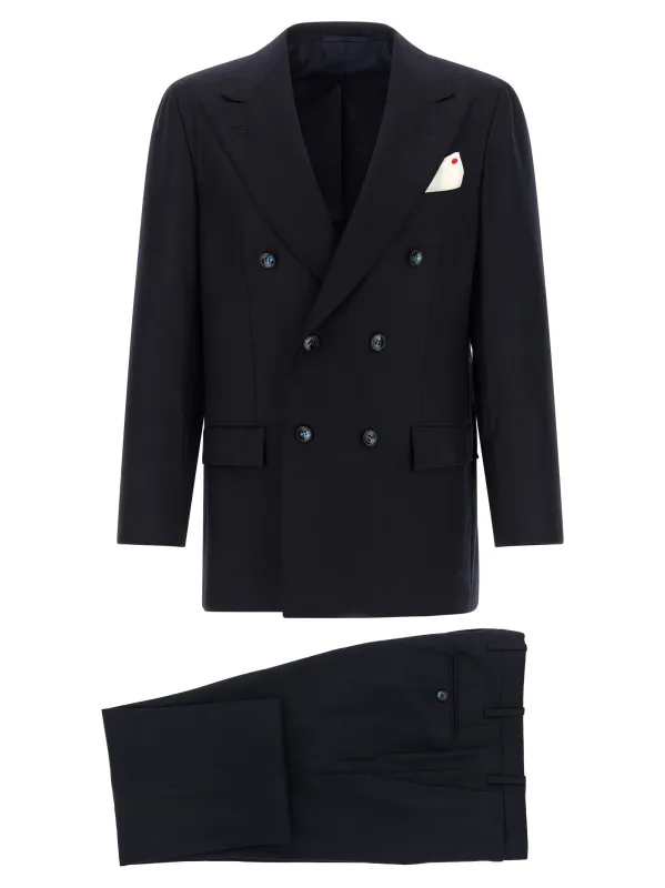 Virgin Wool And Cashmere Dress Suits Blue made by Kiton