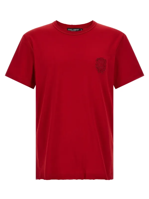 Tone-On-Tone Patch T-Shirt Red made by Dolce & Gabanna