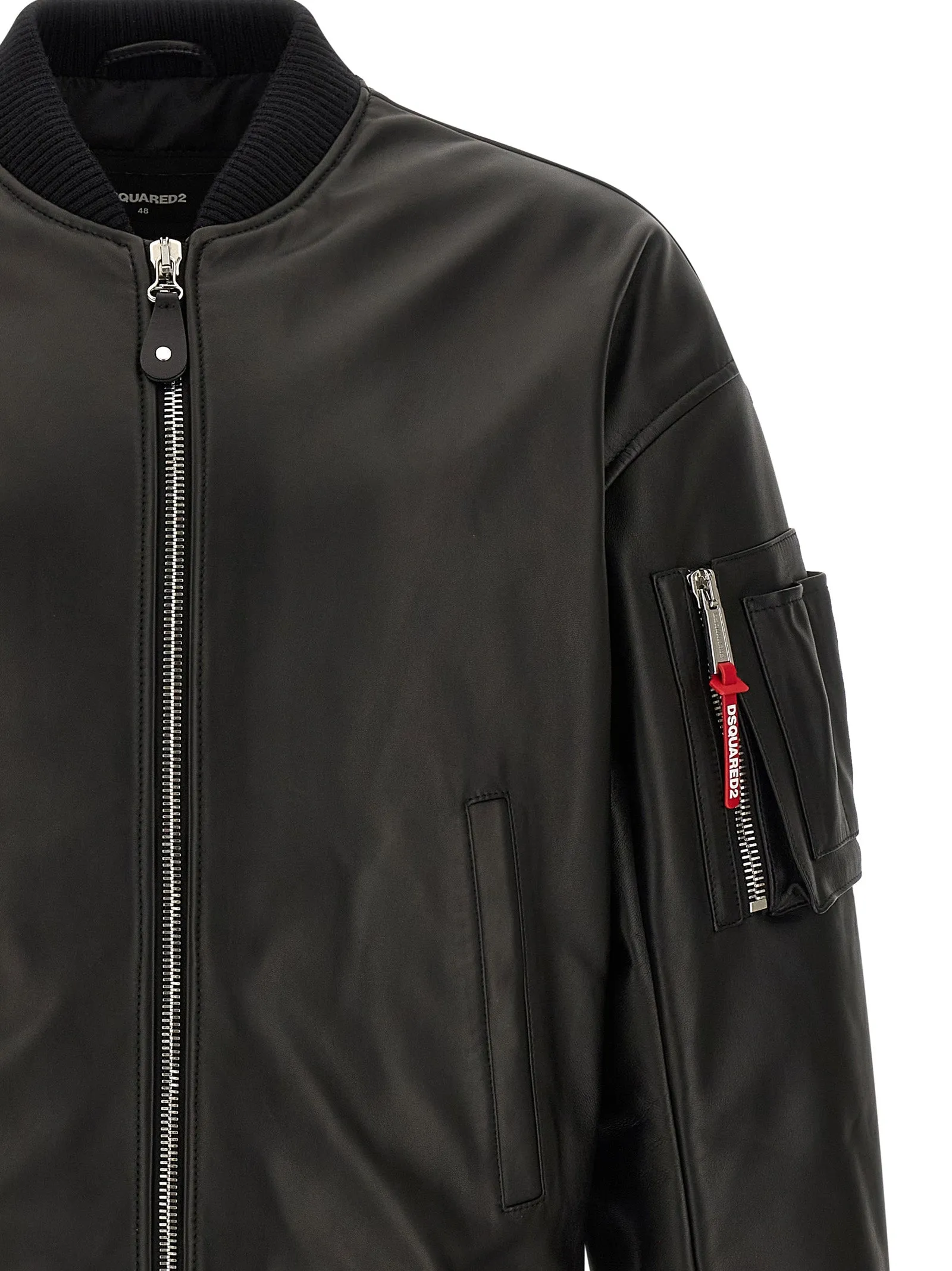 Leather Bomber Jacket Puffer Jackets Black sold by Wanan Luxury product image thumbnail 3