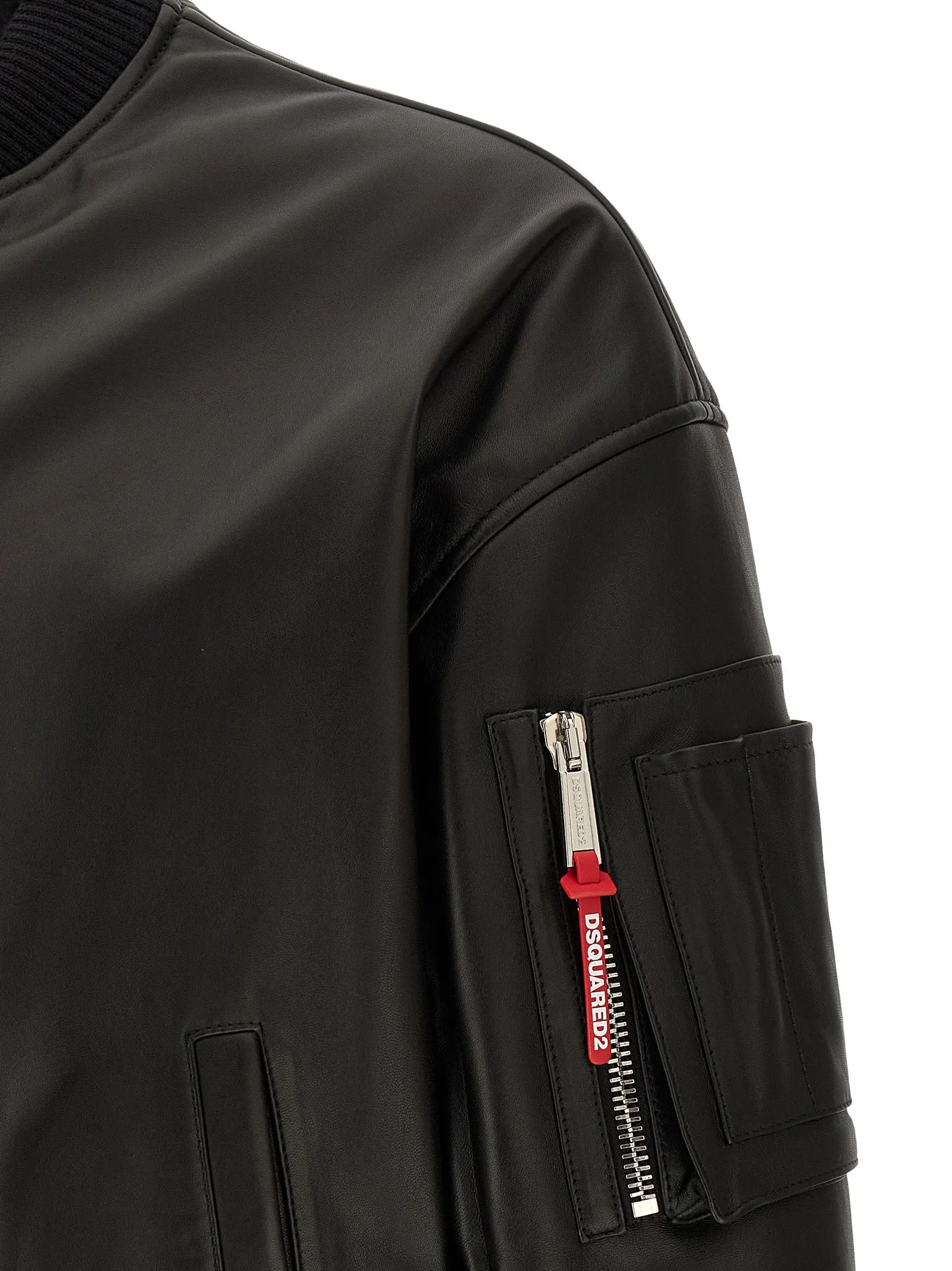 Leather Bomber Jacket Puffer Jackets Black sold by Wanan Luxury product image thumbnail 4
