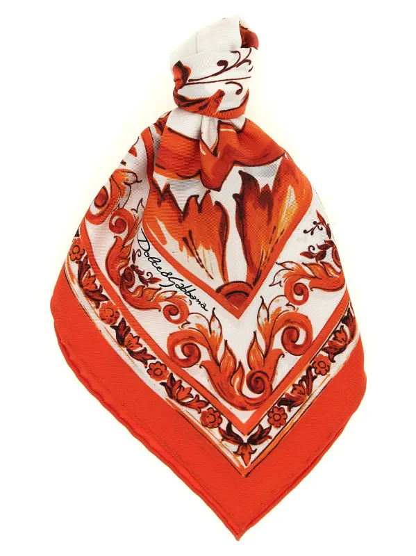 Maiolica Scarves And Foulards Orange made by Dolce & Gabanna