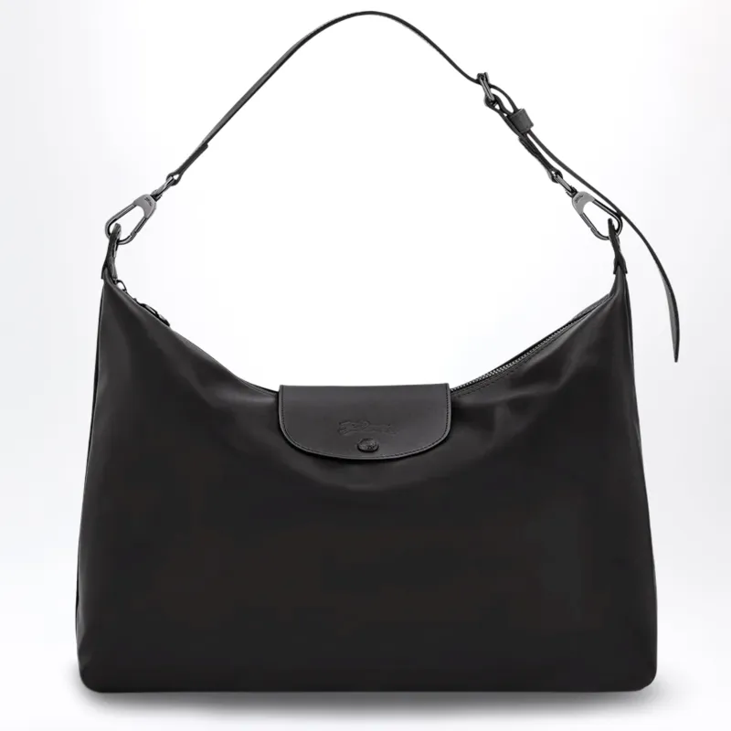 Black Xl Le Pliage Xtra Leather Hobo Bag made by Longchamp