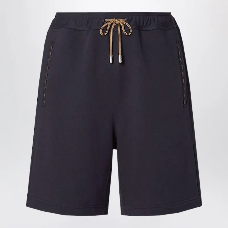 Navy Blue Cotton Bermuda Shorts made by Fendi
