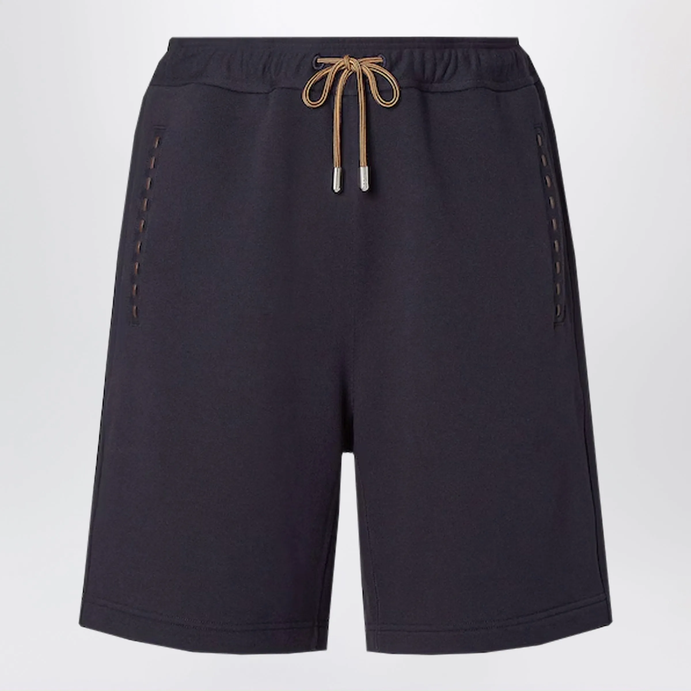 Navy Blue Cotton Bermuda Shorts sold by Wanan Luxury