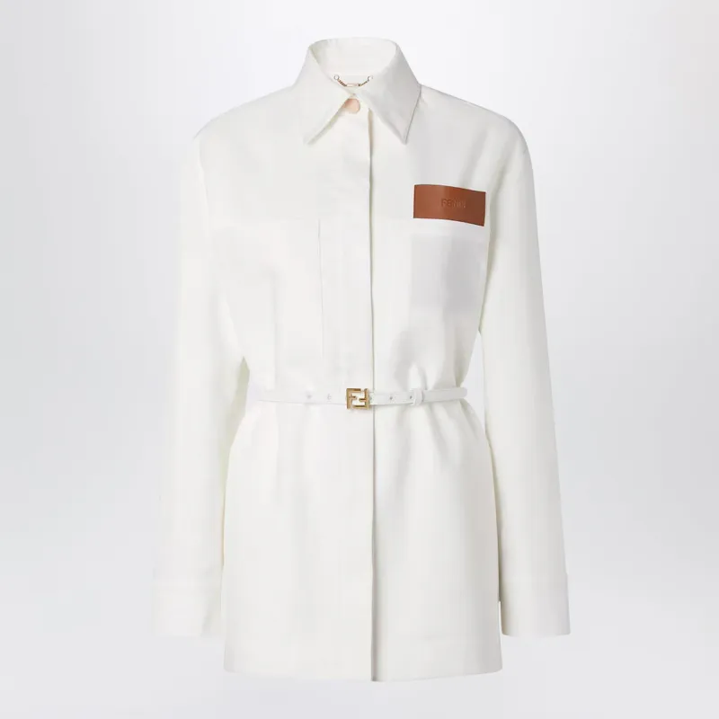 Go-To Jacket In White Linen And Cotton made by Fendi