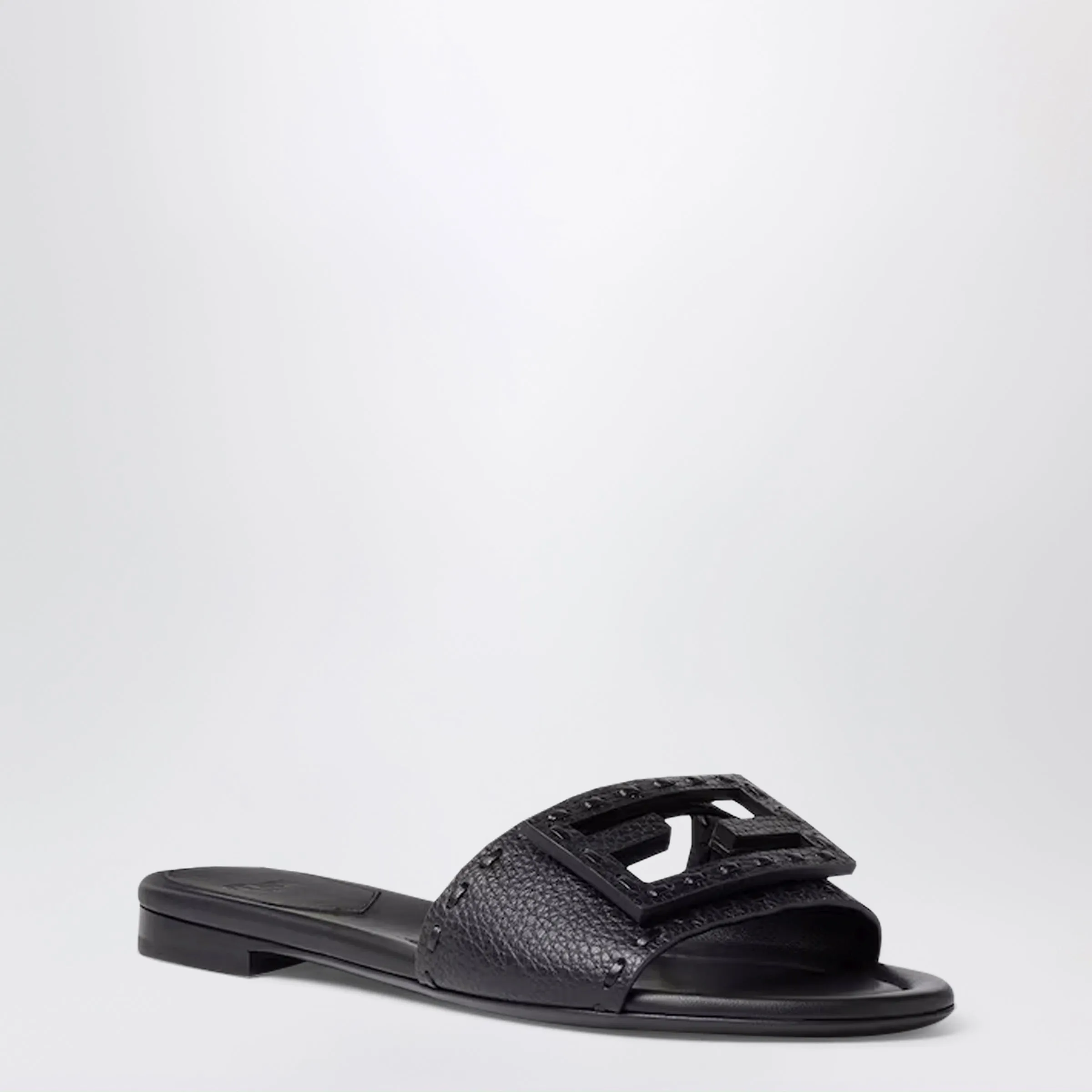 Black Leather Baguette Slides sold by Wanan Luxury product image thumbnail 2