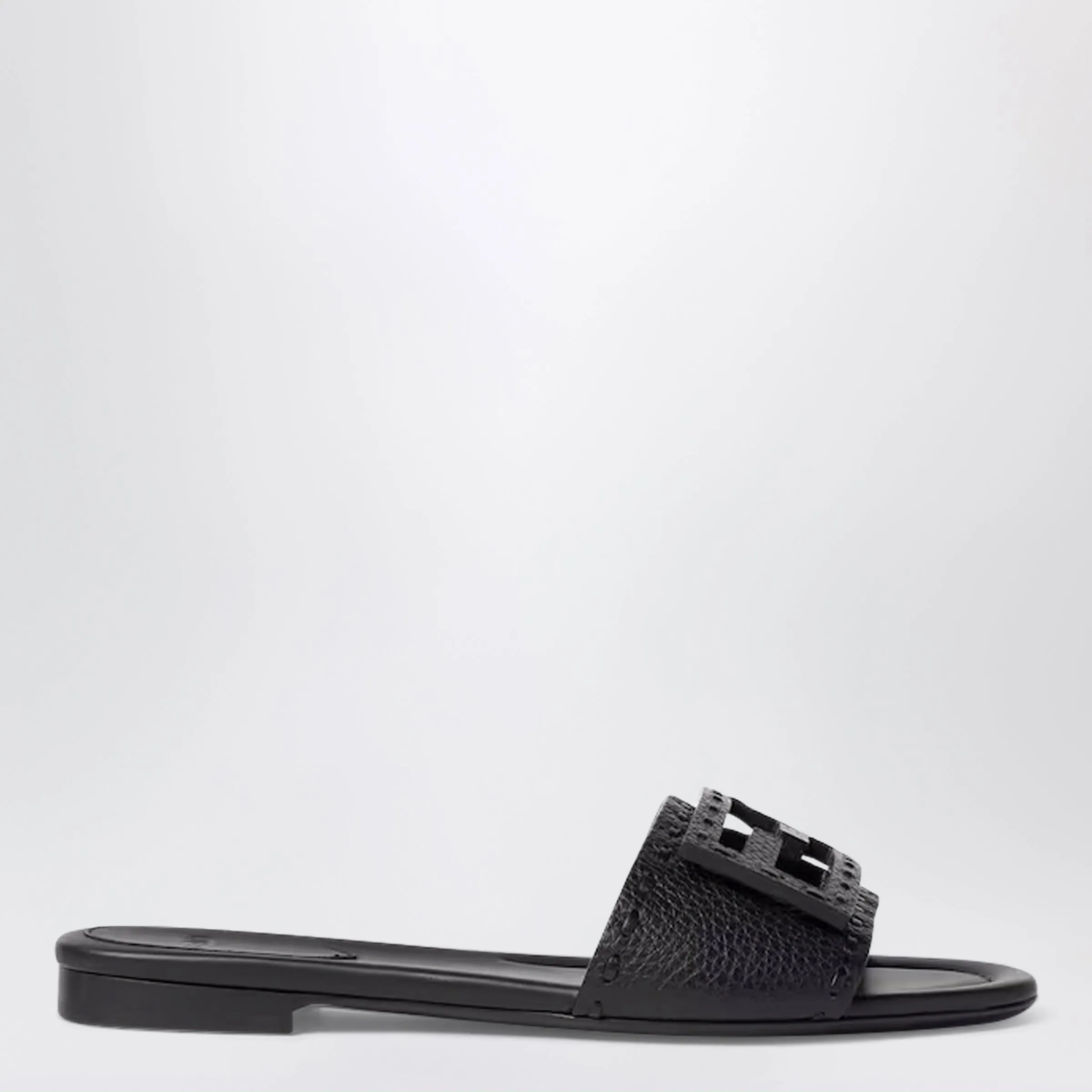 Black Leather Baguette Slides sold by Wanan Luxury