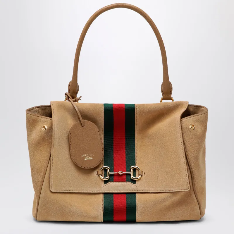 Medium Paparazzo Handbag In Sand-Coloured Suede made by Gucci