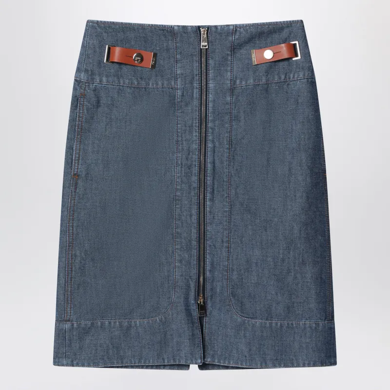 Blue Chambray Denim Skirt made by Fendi