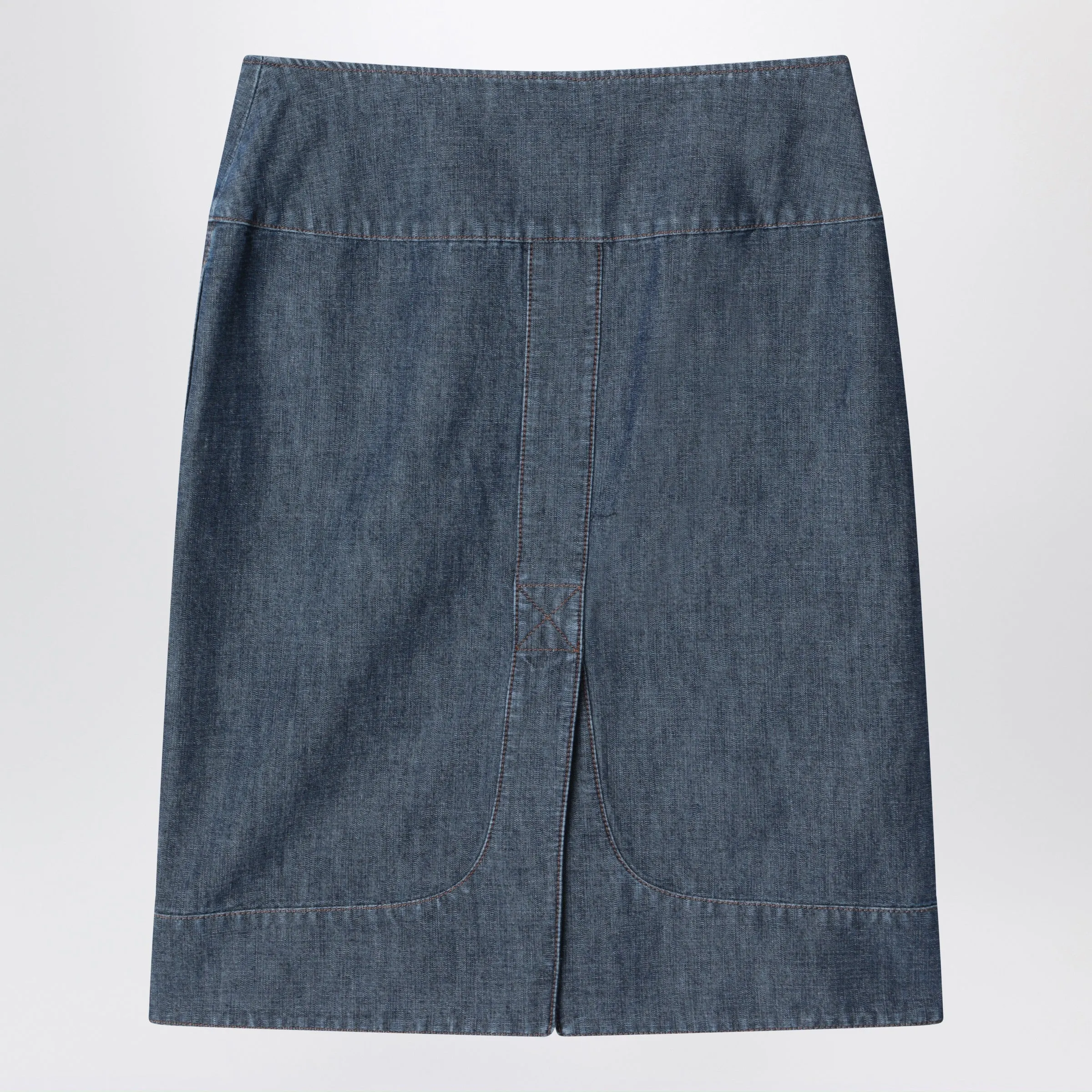 Blue Chambray Denim Skirt sold by Wanan Luxury product image thumbnail 2