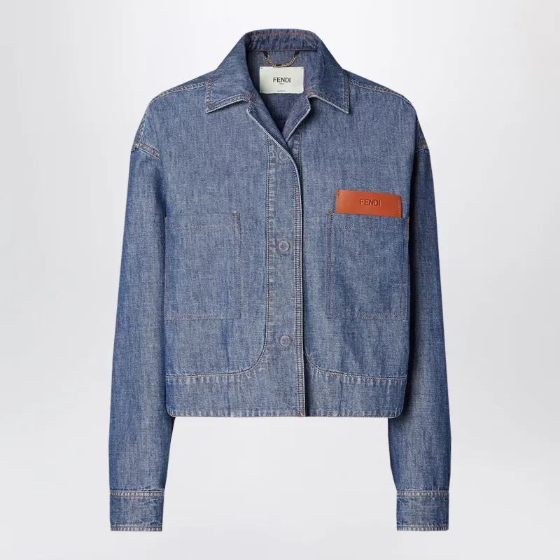 Navy Blue Chambray Jacket made by Fendi