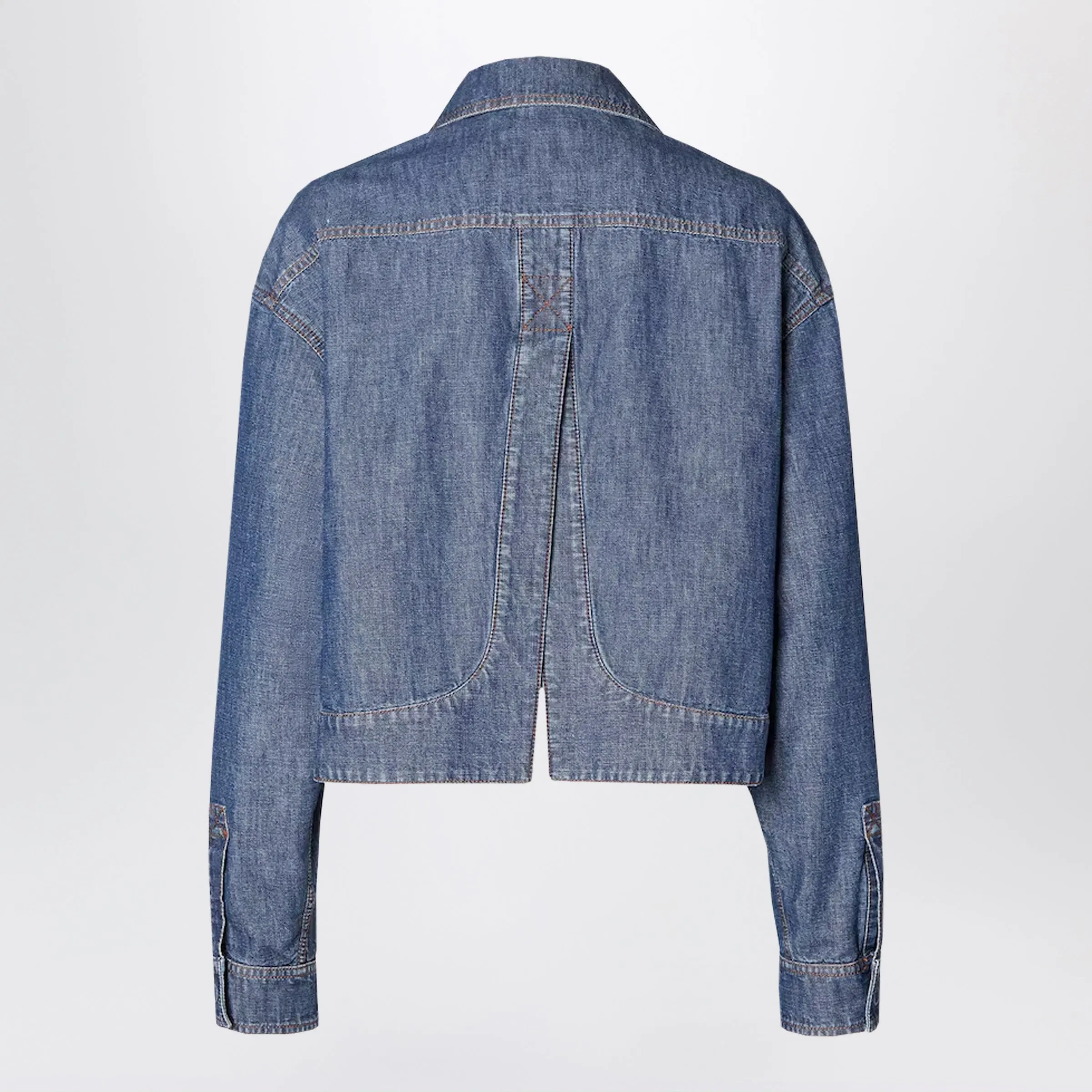 Navy Blue Chambray Jacket sold by Wanan Luxury product image thumbnail 2