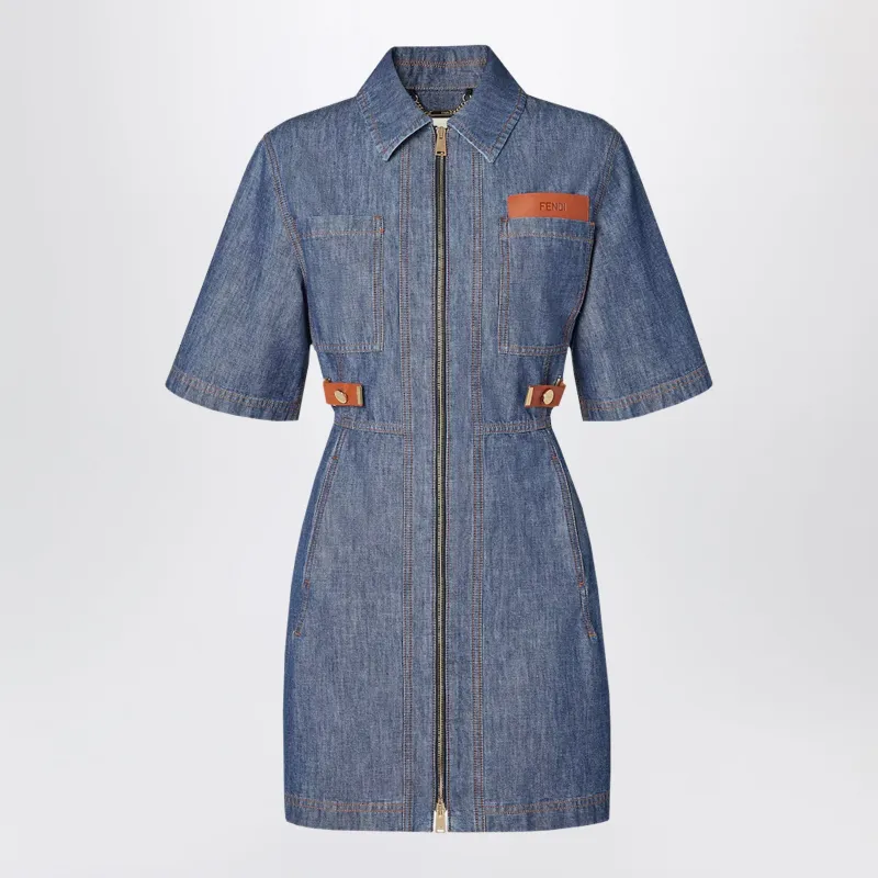 Navy Blue Chambray Dress made by Fendi