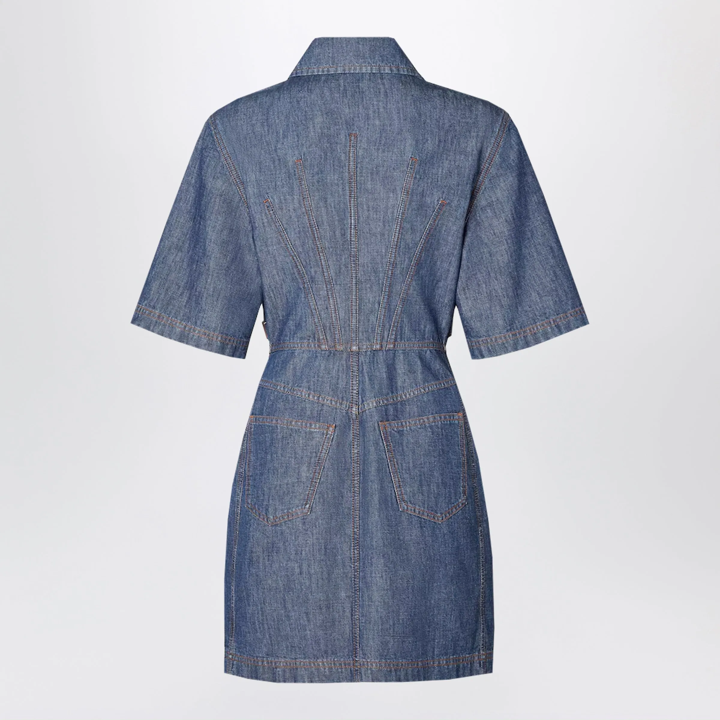 Navy Blue Chambray Dress sold by Wanan Luxury product image thumbnail 2