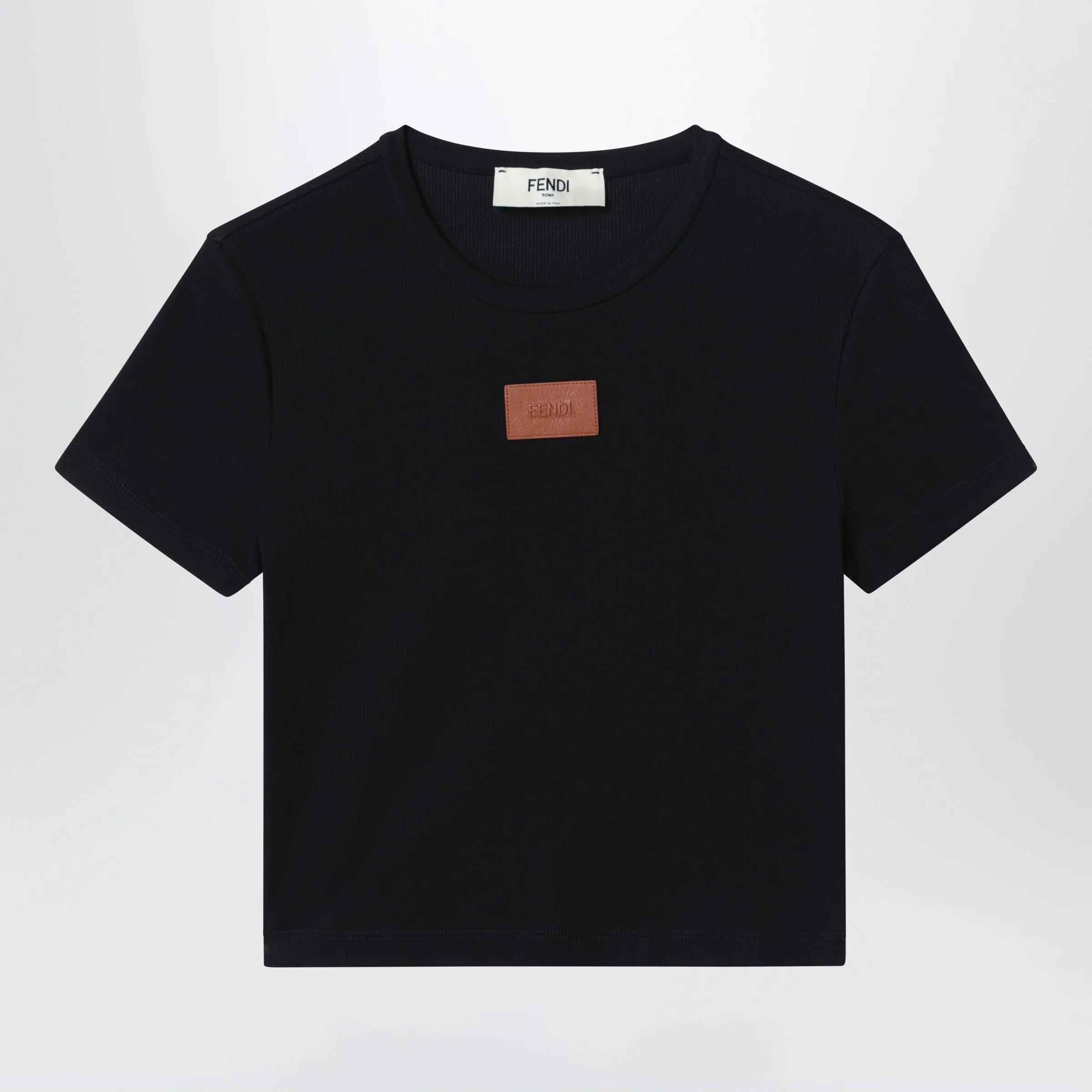 Black Cotton T-Shirt With Logo Patch sold by Wanan Luxury