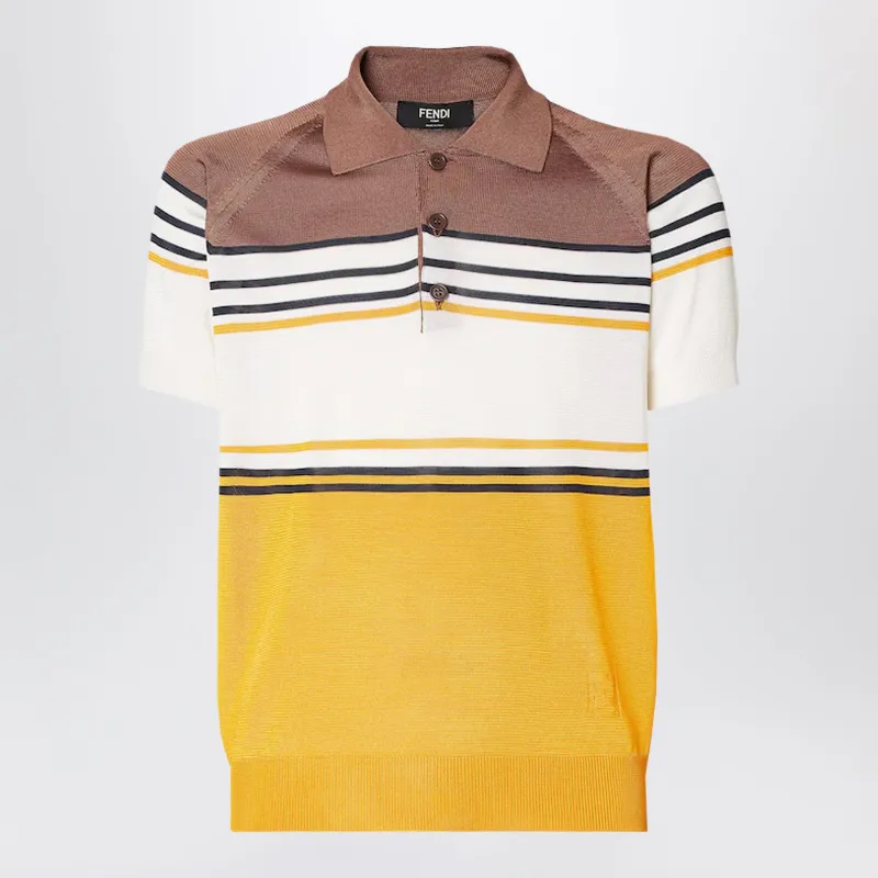 Multicoloured Striped Viscose Polo Shirt made by Fendi