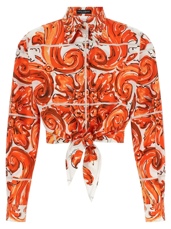 Maiolica Shirt And Blouse Orange made by Dolce & Gabanna