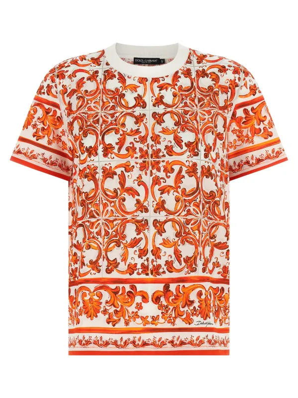Maiolica T-Shirt Orange made by Dolce & Gabanna