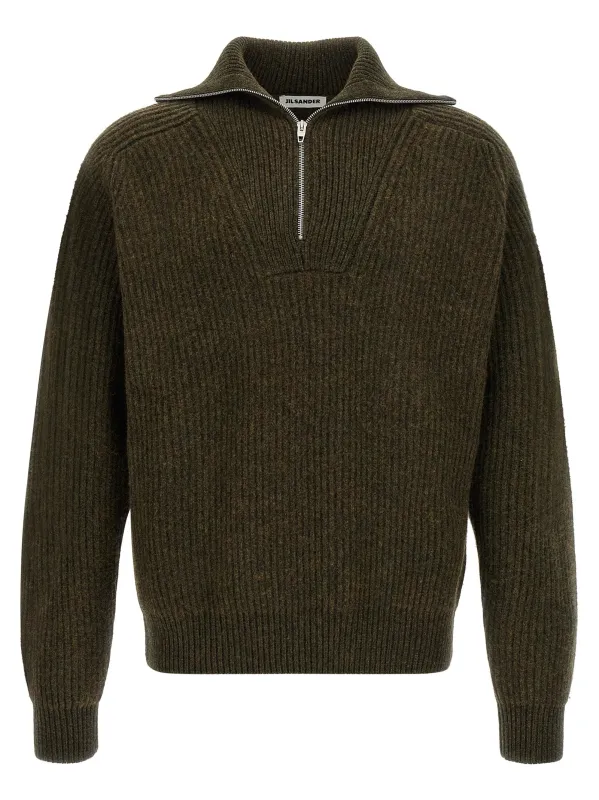 Half-Zip Sweater Sweaters And Cardigans Green made by Jil Sander