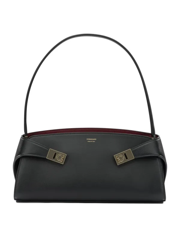 Hug East-West Shoulder Bags Black made by Salvatore Ferragamo