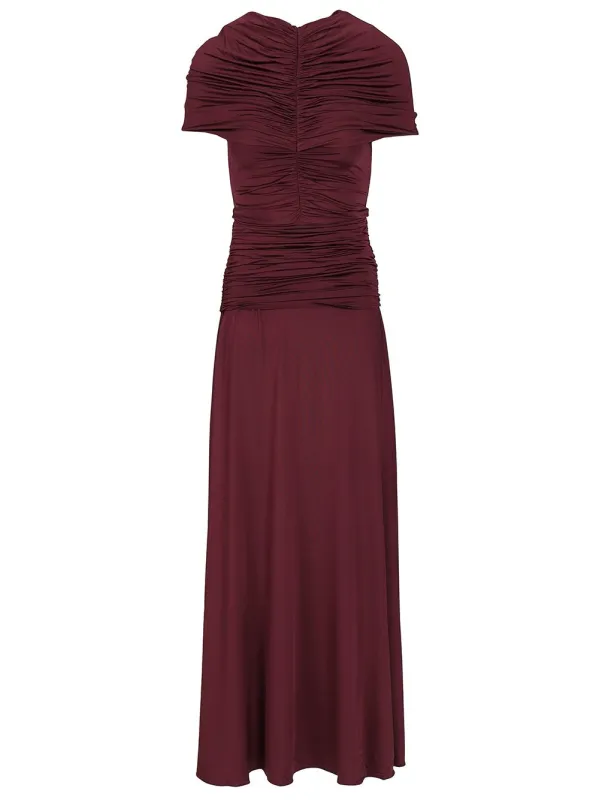 Ruffled Midi Dress Bordeaux made by Self-Portrait
