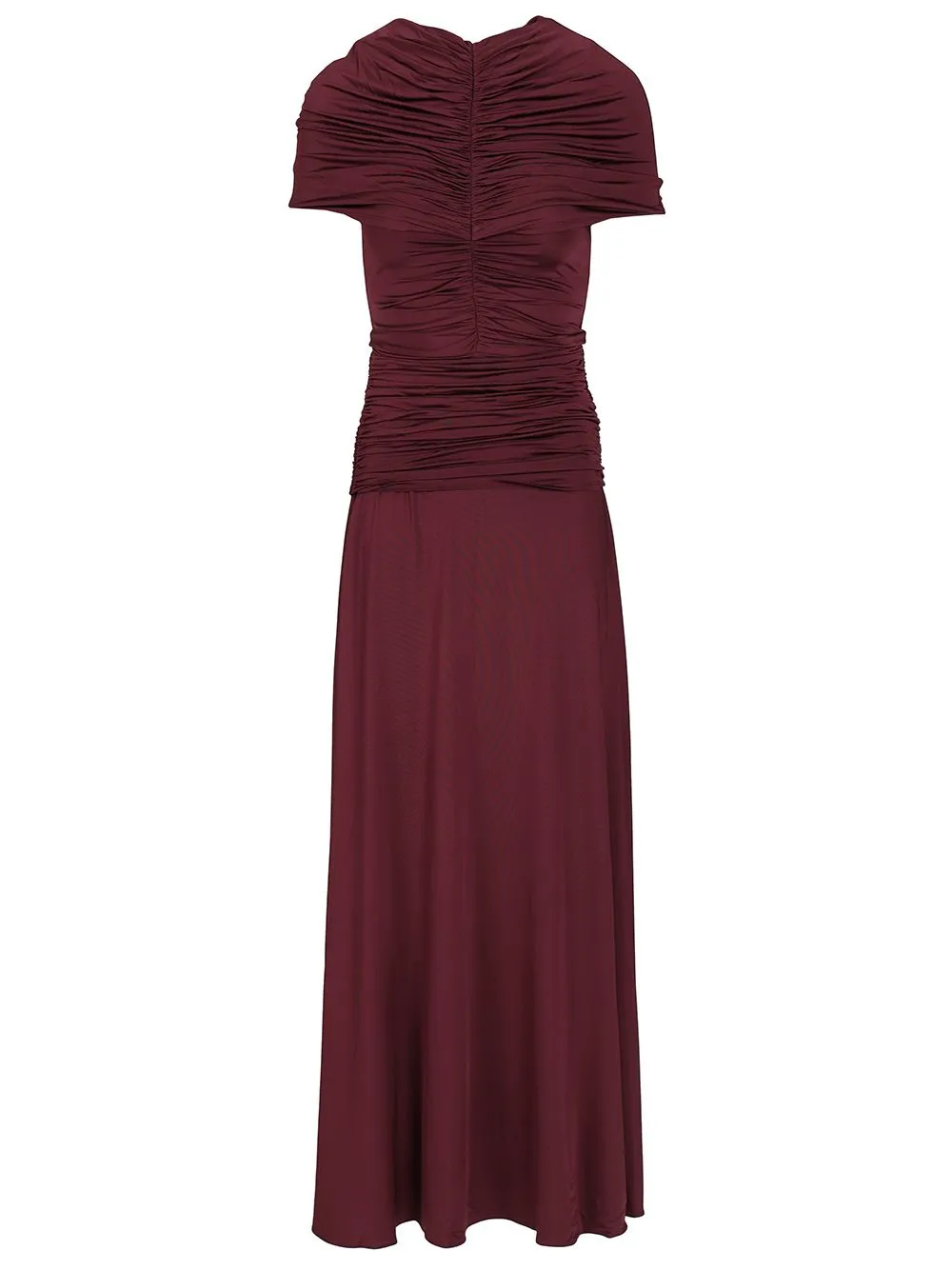 Ruffled Midi Dress Bordeaux sold by Wanan Luxury