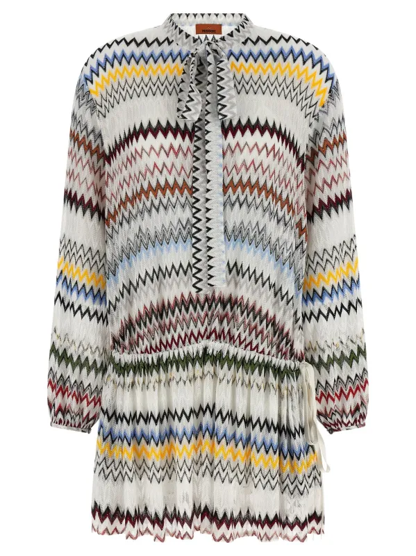 Micro Chevron Dress Dresses White made by Missoni