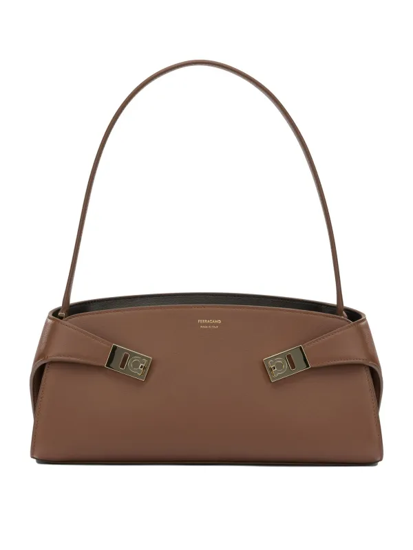 Hug East-West Shoulder Bags Brown made by Salvatore Ferragamo