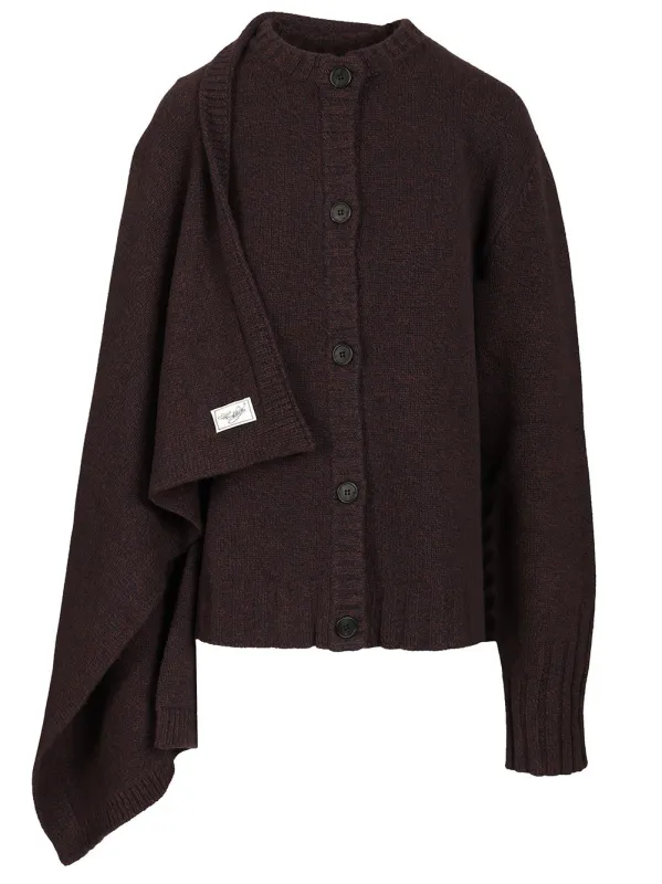 Cardigan With Draped Details Knitwear Brown made by The Attico