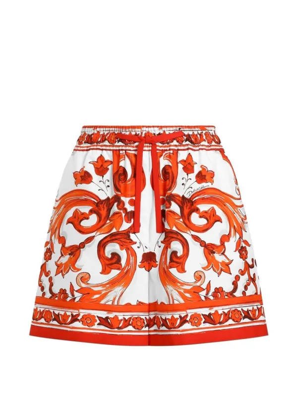 Maiolica Print Cotton Shorts made by Dolce & Gabanna