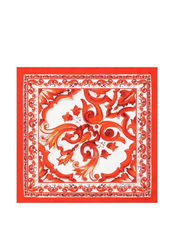 Maiolica Print Silk Foulard made by Dolce & Gabanna