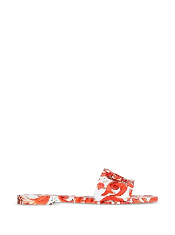 Maiolica Print Flat Sandals made by Dolce & Gabanna
