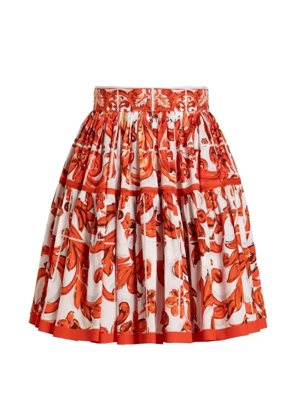 Maiolica Print Cotton Skirt made by Dolce & Gabanna