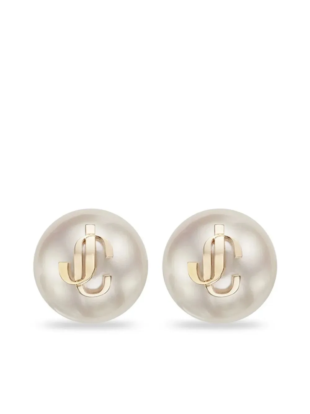 Gold-Finish Metal Jc Pearl Stud Earrings sold by Wanan Luxury