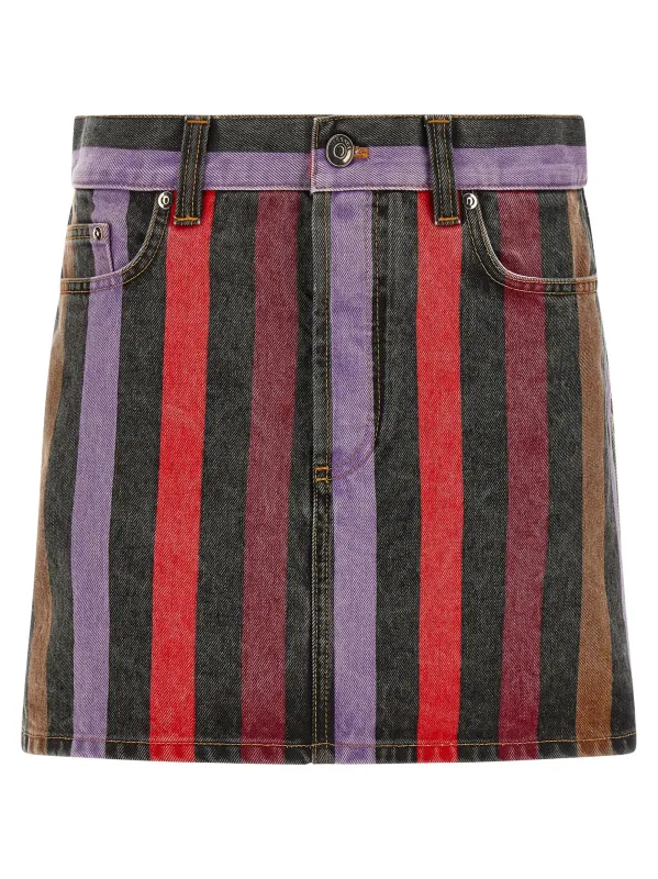 Striped Denim Skirt Skirts Multicolor made by Versace