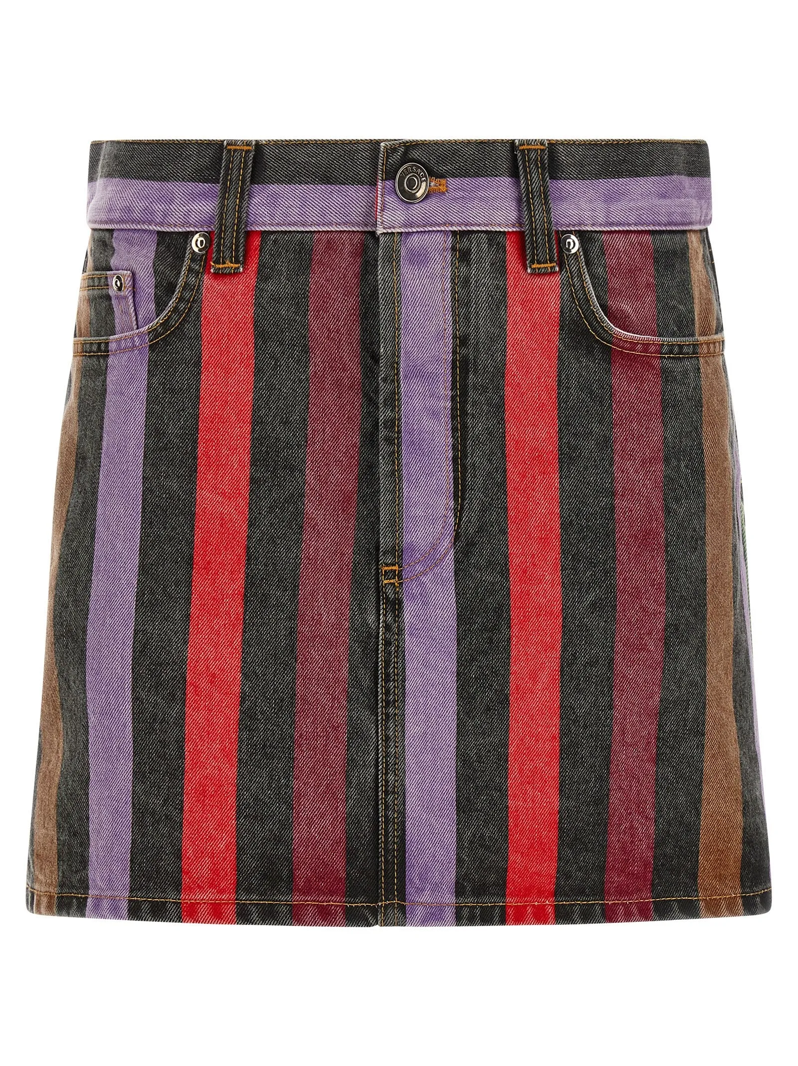 Striped Denim Skirt Skirts Multicolor sold by Wanan Luxury