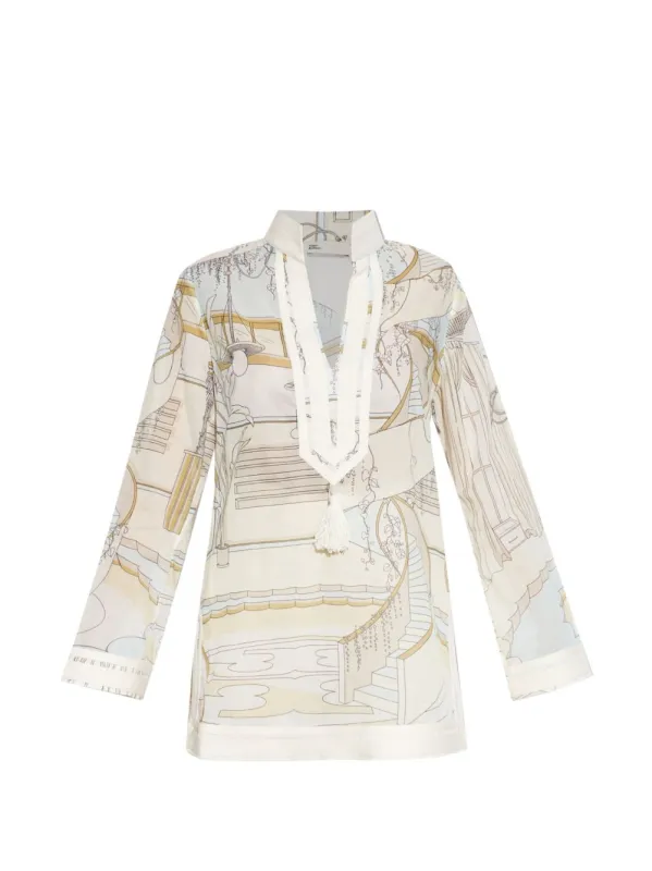 Printed Cotton Tunic Dress made by Tory Burch