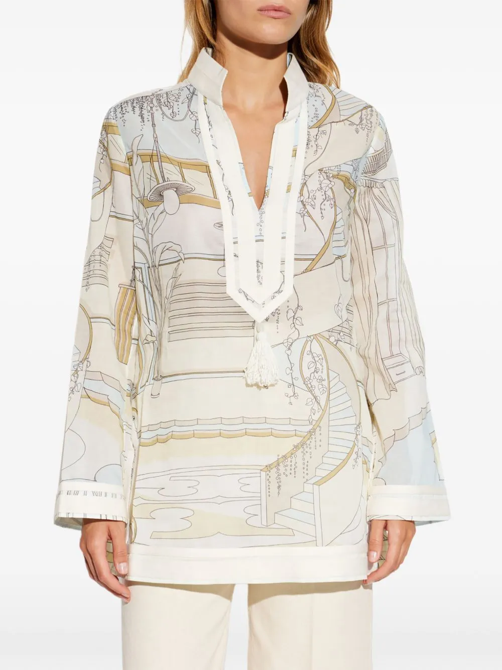 Printed Cotton Tunic Dress sold by Wanan Luxury product image thumbnail 5