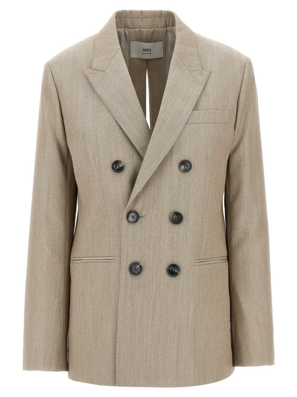 Maxi Split Blazer Blazers Beige made by Ami