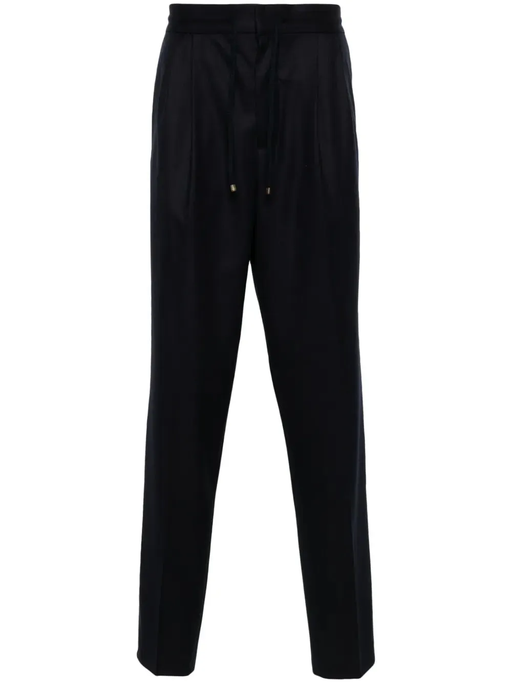 Wool Flannel Leisure Fit Trousers With Drawstring And Double Pleats sold by Wanan Luxury