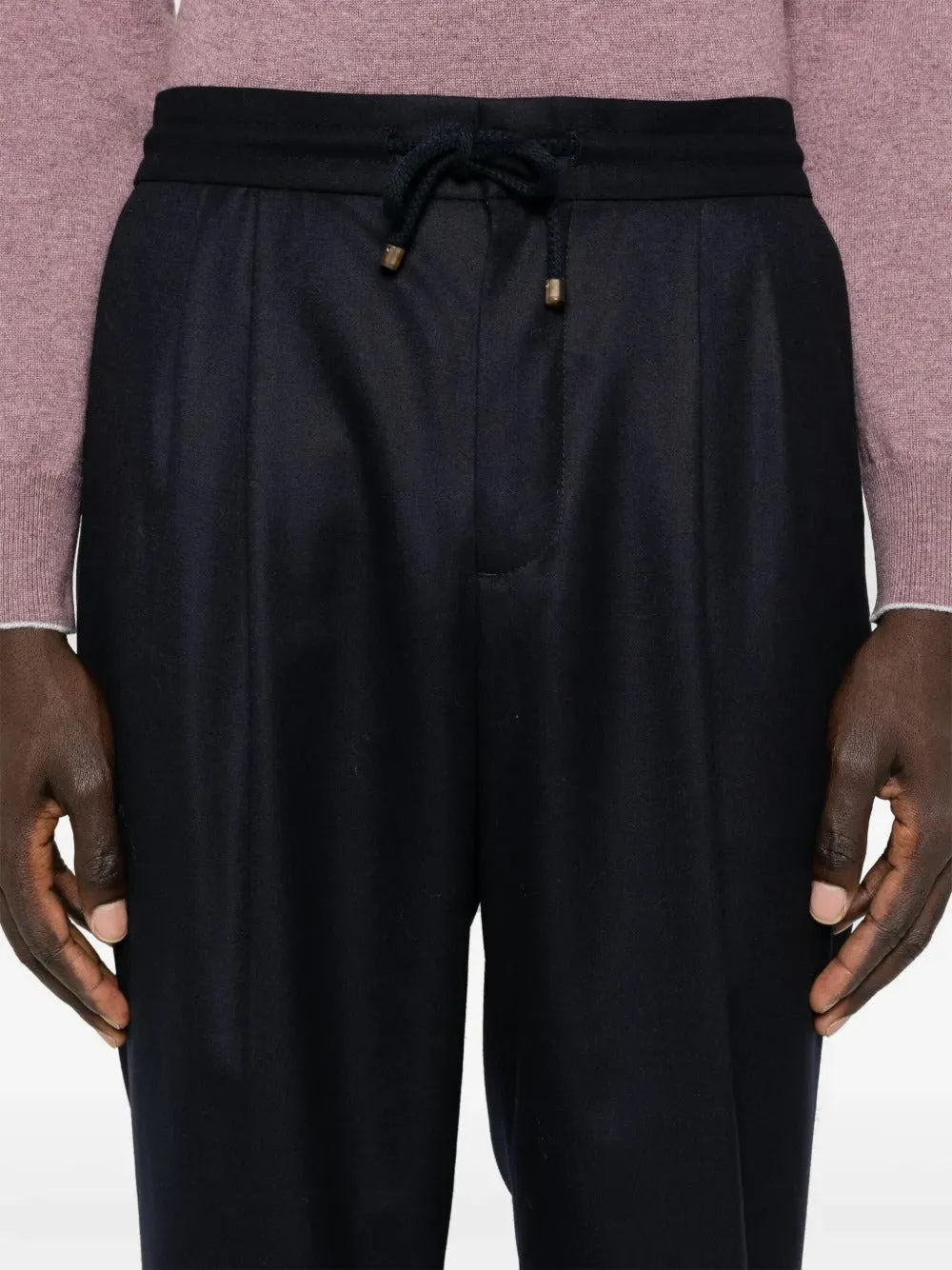 Wool Flannel Leisure Fit Trousers With Drawstring And Double Pleats sold by Wanan Luxury product image thumbnail 5